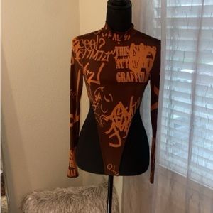 Cute 2 piece bodysuit and pants graffiti set